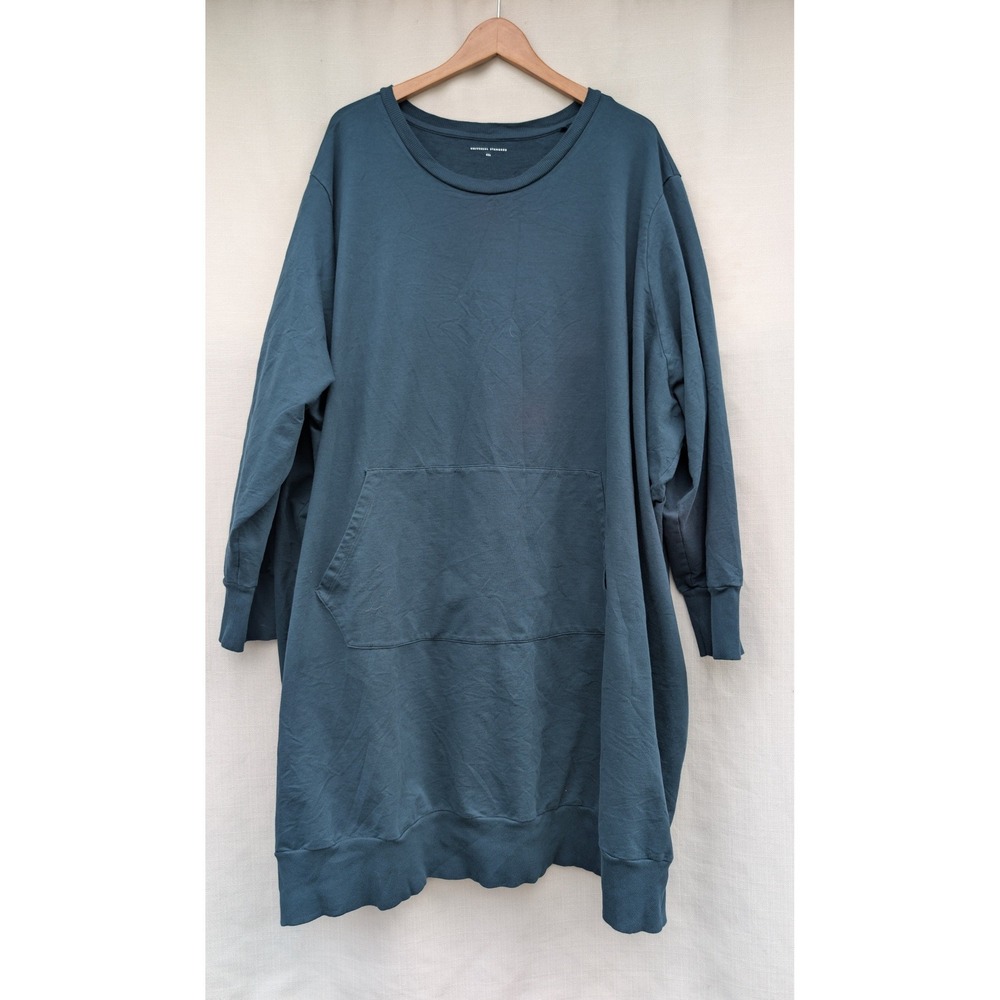 Universal Standard Bree Sweatshirt Dress Womens 4XL Teal Pima Cotton Pocket